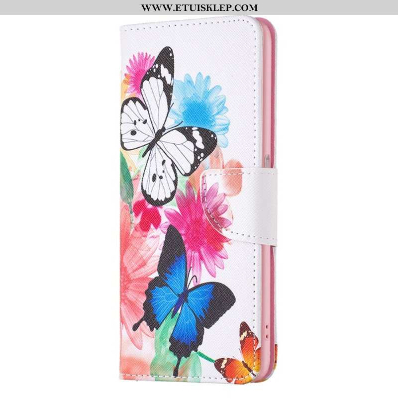 Etui Folio do Realme C35 Kwiaty Motyle